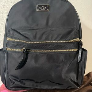 Kate Spade Black Leather Backpack Adjustable Straps Wear Functional